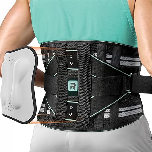 Rakiie Back Brace for Lower Back for Women Men, Elastic Back Support Belt with 8 Stays for Lifting at Work, Breathable Soft Lumbar Support, Blue XXL