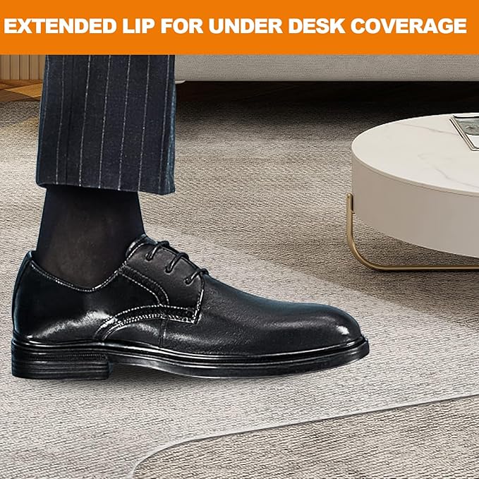 Chair Mat for Carpet- Low Pile (1/4" Thick) Carpet Protector for Office Gaming Computer Desk Chair. Heavy Duty Desk Chair Mat for Carpeted Floors, Semi Transparent (with Lip（Thickened）)