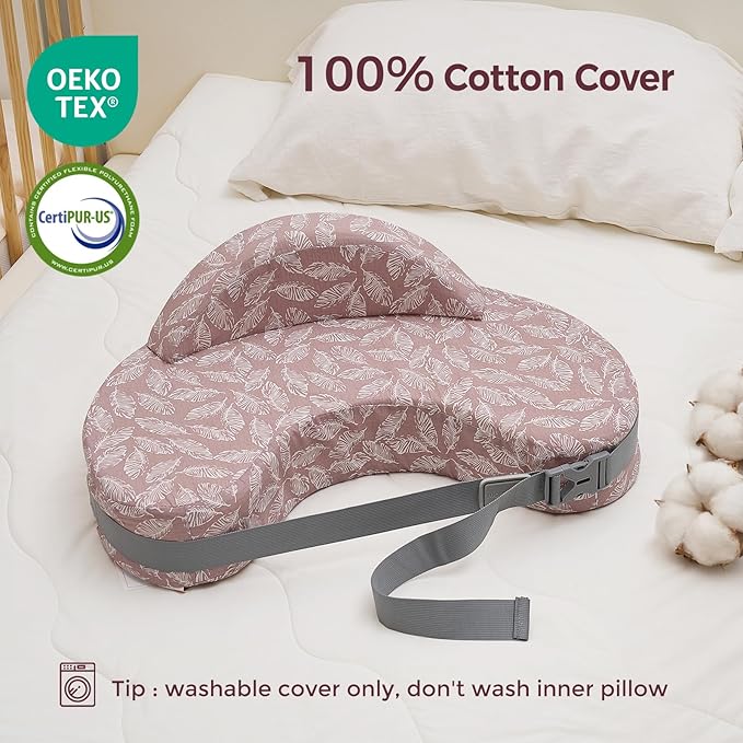 Momcozy Innovative Safety Guard Nursing Pillow - Firm & Springy Memory Foam - Stable, Ergonomic Support & Comfort - Wider Breastfeeding Cushion, Adjustable, Removable Cover, Baby Safety Certified