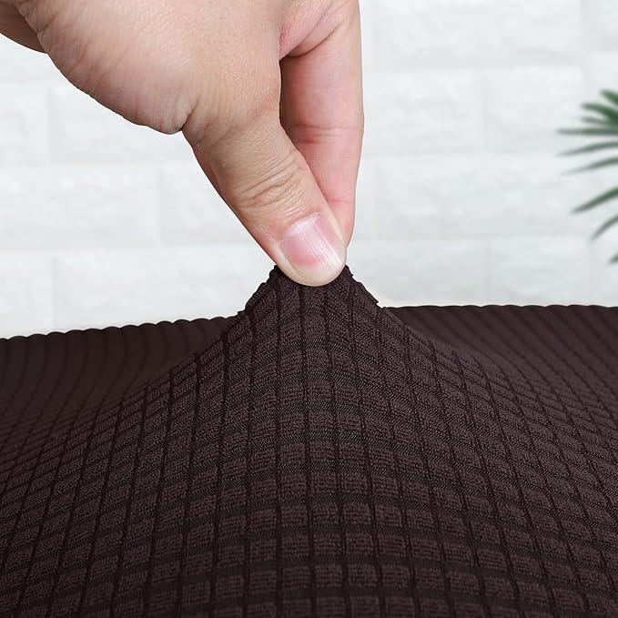 FORCHEER Desk Chair Back and Seat Cover 2 Pieces Brown Jacquard Stretch Split Office Chair Covers Water Resistant Washable