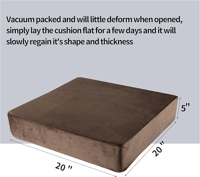 BALAPET Memory Foam Supportive Lumbar Support Pillow for Recliner, 5.7" Thickness Recliner Cushions Chairs Seat Cushion Mat for Elderly Rest and Back Support（20x20x5.7, Brown）