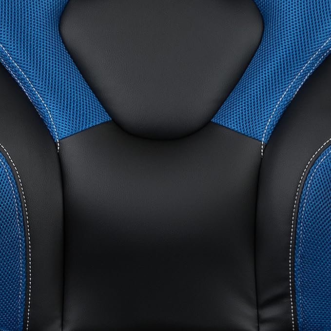 Flash Furniture X10 High-Back LeatherSoft Racing Style Gaming Chair with Flip-Up Arms, Ergonomic Padded Swivel Computer Chair, Blue/Black