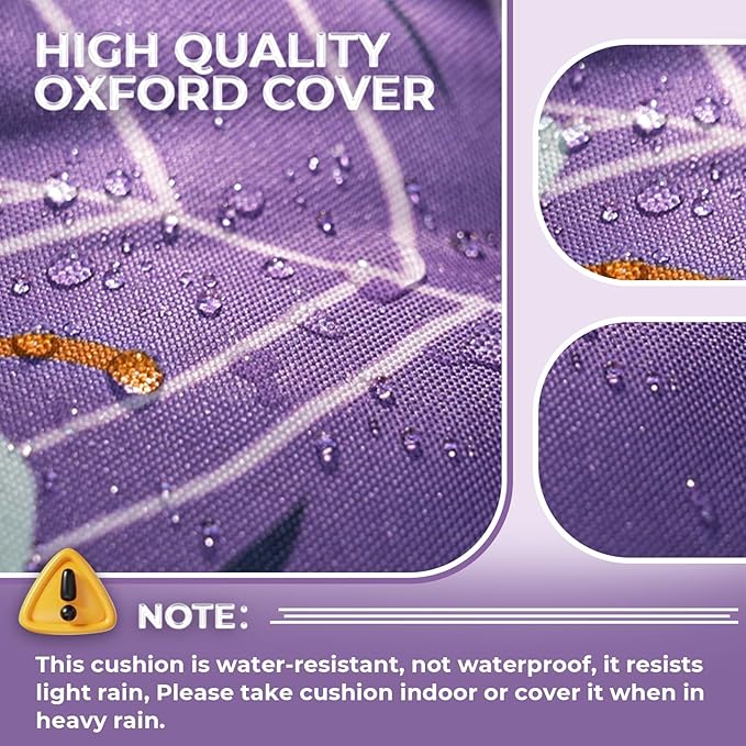 Outdoor Chaise Lounge Chair Cushion Set of 4, Waterproof 74.4 x 22 x 4.7 Inches Memory Foam Thickened Lounge Chair Cushions Replacement for Outdoor Furniture with Ties, Purple Floral Leaf