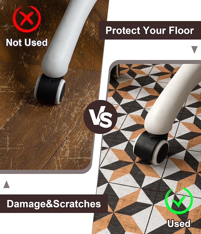 chakme Office Chair Mat for Hardwood Floor, 48"x36" Easy Glide Computer Desk Mat Protector for Rolling Chair Under Desk Rug Nonslip Backing, Machine Wash, (Plaid)