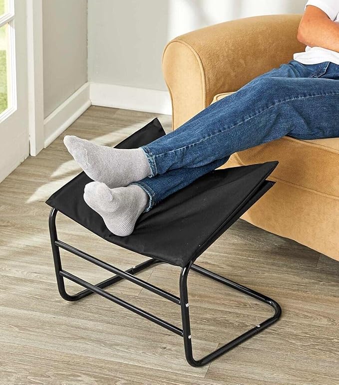 Supportive Leg Rest Reduce Swelling Pain Relaxation Improve Circulation Black Padded Foot Rest Ottoman