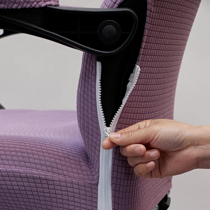 Melaluxe Office Chair Cover with Armrest Covers， Universal Stretch Desk Chair Cover, Computer Chair Slipcovers (Size: L) - Purple