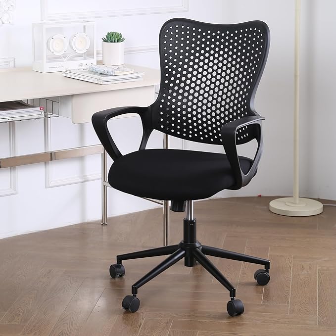 Ergonomic Office Chair, Breathable Mesh Computer Desk Chair with Armrests, Rolling Swivel Task Chair, Butterfly Back Design for Home Office, Adults and Teens (Black)
