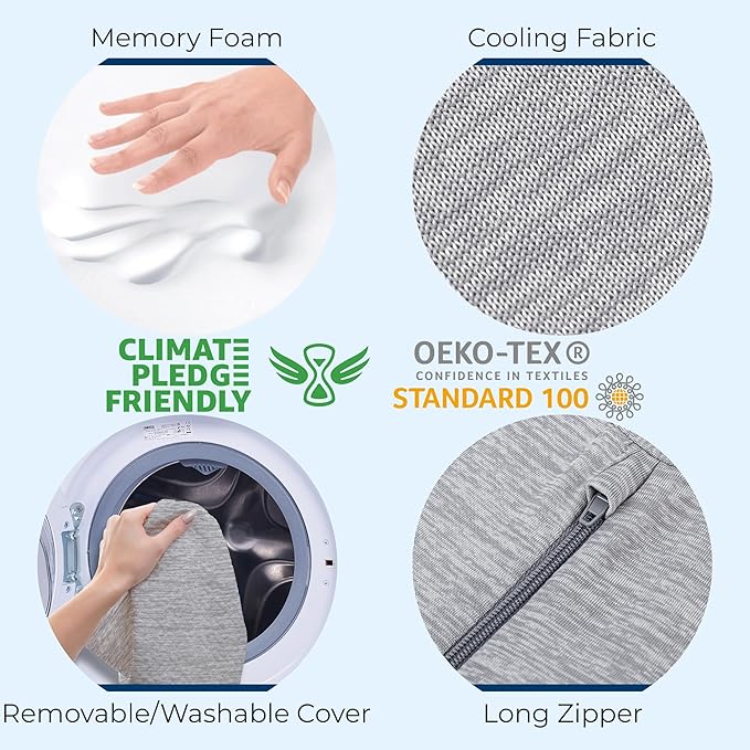 5 STARS UNITED Knee Pillow for Side Sleepers - Hip Pain Relief - Cooling Cover - Memory Foam Leg Cushion for Side Sleeping - Between Legs Pillow for Sciatica & Lower Back Pain, Arctic Gray