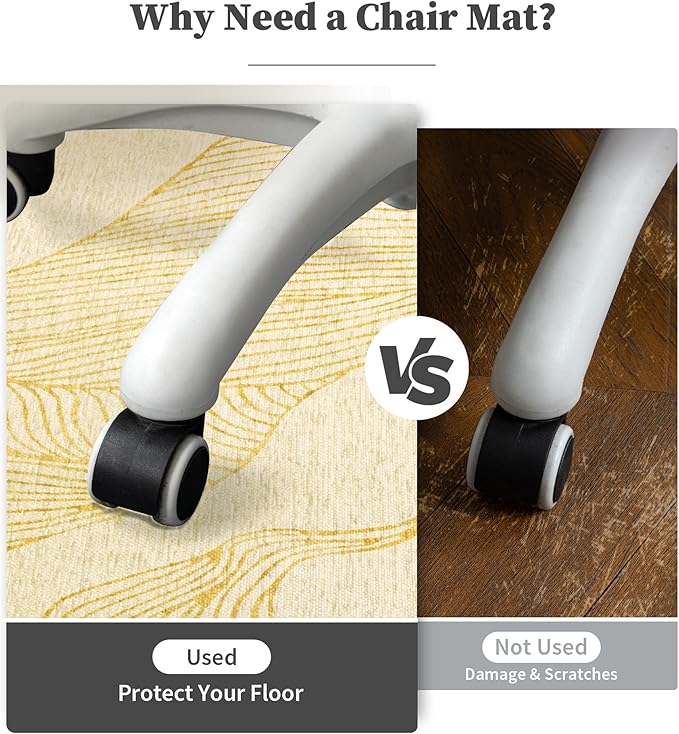 chakme Office Chair Mat for Hardwood Floor, 60"x45" Easy Glide Computer Desk Mat Protector for Rolling Chair Under Desk Rug Nonslip Backing, Machine Wash, (Golden Leaf)