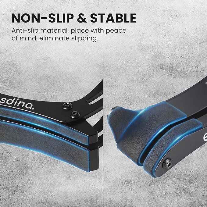 Esdina Electric Guitar Leg Rest, Ergonomic Thigh Support, Adjustable Foot Rest Stand, Soft Silicone Protection, Aluminum Alloy, Fits 1.46“ - 2.17“ in Guitar Body Thickness