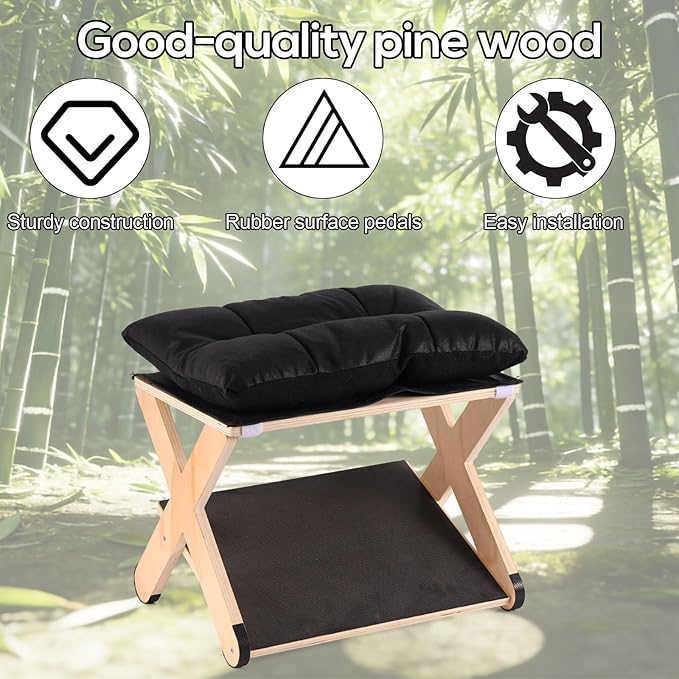 Foot Rest for Under Desk, Ergonomic Foot Stool Non-Slip Wooden Leg Rest Support with Comfortable Cushion for Office Desk at Work Home Use Enhances Posture