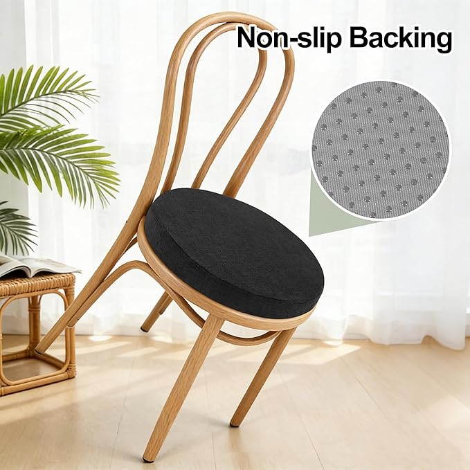 Tromlycs Round Chair Seat Cushion Pad 16 inch for Circle Stool Chairs Non Slip Decorative Foam Cushion Pillow, 1 Piece, 16 x 16 inches, Black