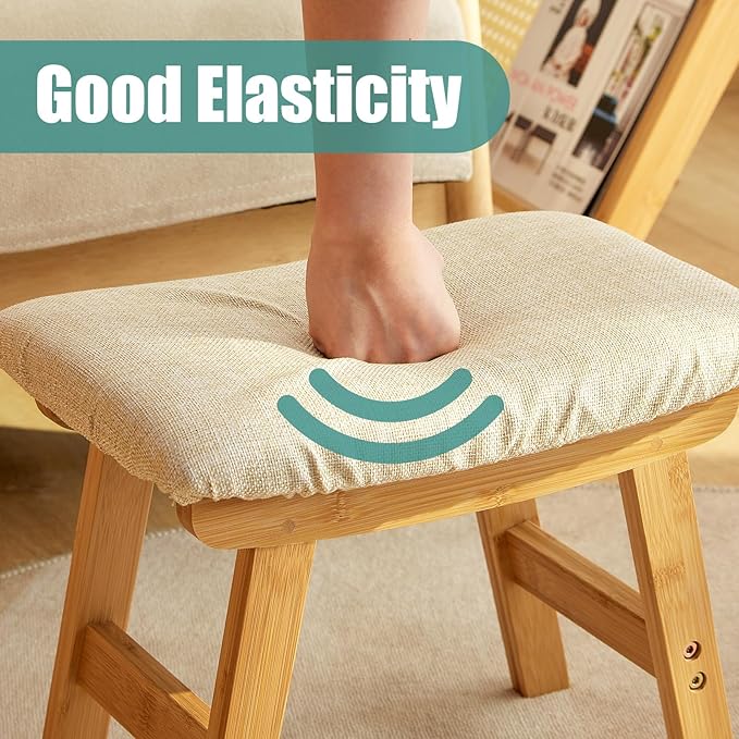 viewcare Foot Stools Ottoman, Small Soft Footrest Ottoman with Wood Legs, Sofa Footrest Extra Seating for Living Room Entryway Office