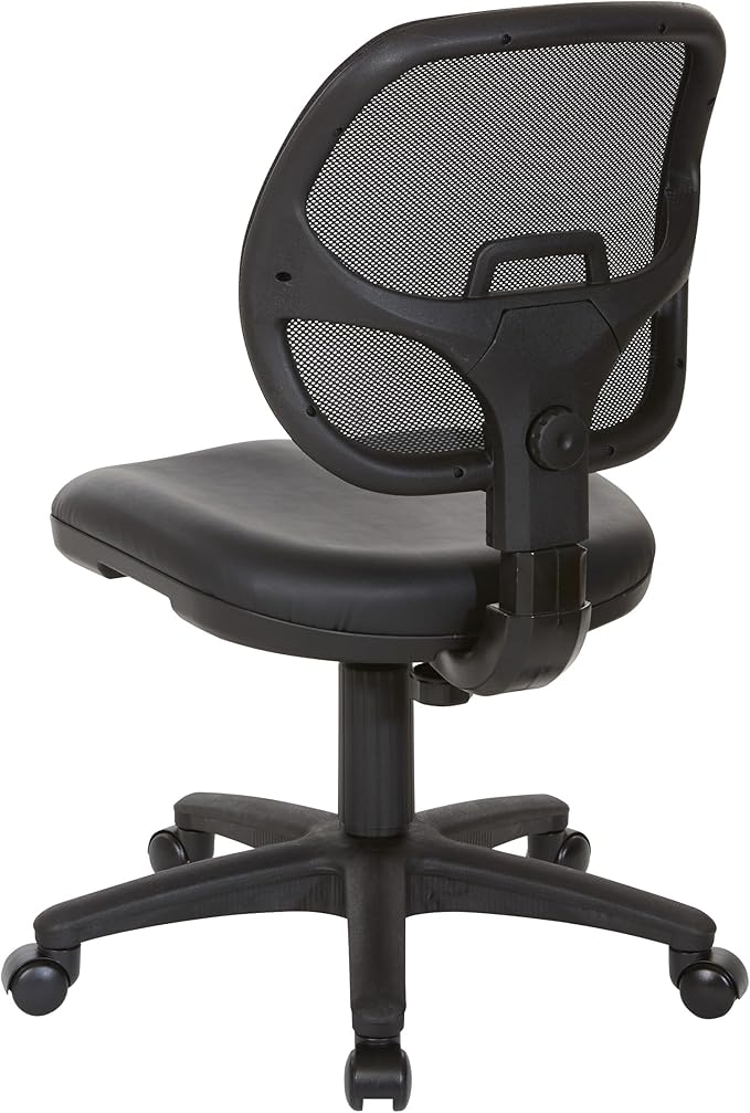 Office Star EM Series Mesh Screen Back Office Task Chair with Built-in Lumbar Support and Adjustable Back, Black Vinyl