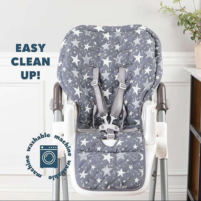 Todays Kids High Chair Pad - Machine Washable High Chair Cover, Easy Use Highchair Cushion, Soft Highchairs Covers for Baby, Padded Highchair Cover w/Elastic Back, Fits 3-5 Point Harness Chairs