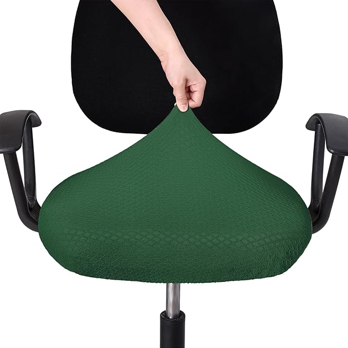 Smiry Stretch Jacquard Office Computer Chair Seat Covers, Removable Washable Anti-dust Desk Chair Seat Cushion Protectors - Emerald Green