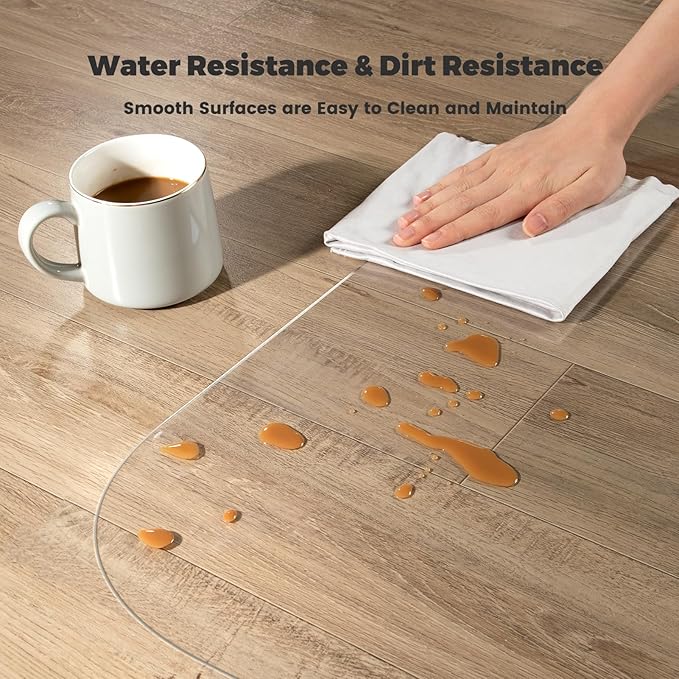 Yecaye Office Chair Mat for Hardwood Floor, Clear Computer Desk Chair Mat, PVC Heavy Duty Floor Protector for Rolling Chairs, Can't be Used on Carpet (Transparent, 46" x 60")