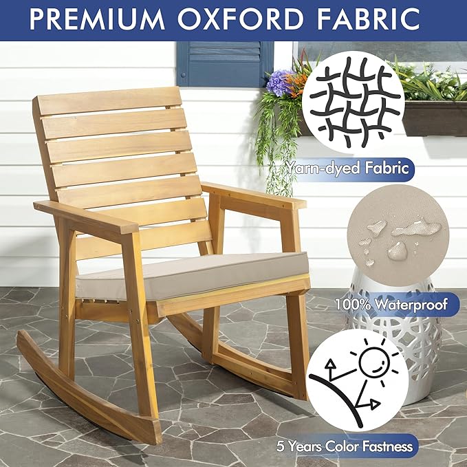 Outdoor Chair Cushions 19 x 19 Inch Water Resistant Patio Chair Cushions with Tie Color Fastness Thick Outdoor Seat Cushion for Garden Lawn Patio Furniture Cream Set of 2