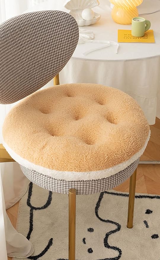 Comfortable Square and Round Artificial Lambswool Chair Pads,Soft Fluffy Chair Seat Cushion Plush Cushions Seat Pad for Home Office Meditation (17 inch(45cm), Round-Brown&White)