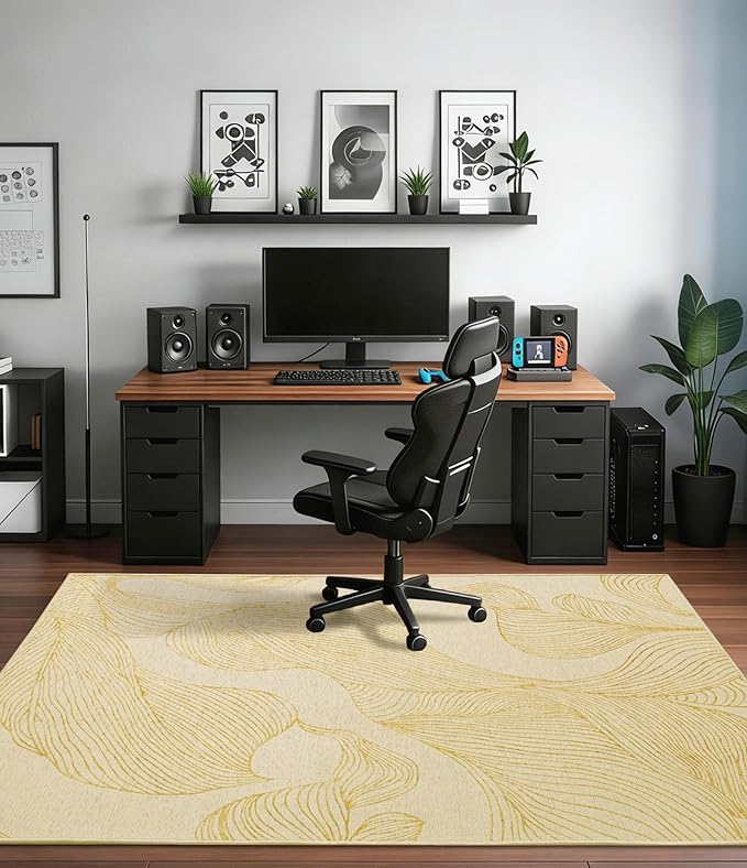 chakme Office Chair Mat for Hardwood Floor, 72"x48" Easy Glide Computer Desk Mat Protector for Rolling Chair Under Desk Rug Nonslip Backing, Machine Wash, (Golden Leaf)
