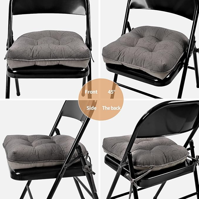 Marble Pattern 3" Chair Cushion for Dining Chair, Filling Bite-Size Memory Foam U-Shaped Seat Cushions for Kitchen Chairs, Non-Slip Indoor Chair Pad with Ties, 1 PCS, Brown