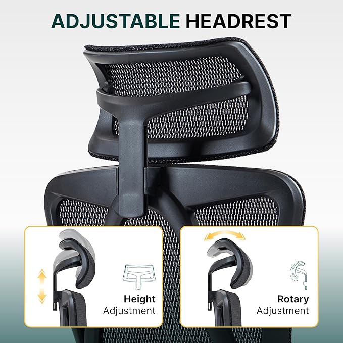 Ergonomic Mesh Office Chair, 3D Adjustable Armrests Desk Chair with 360° Swivel Silent Casters, 90°-120° Reclining Backrest Adjustable Gaming Chair for Home Office