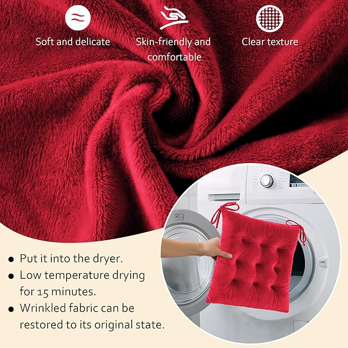 ELFJOY Rocking Chair Cushion Large Rocking Chair Pads with Ties Premium Tufted High Back and Seat Cushion 2 Piece Set Burgundy