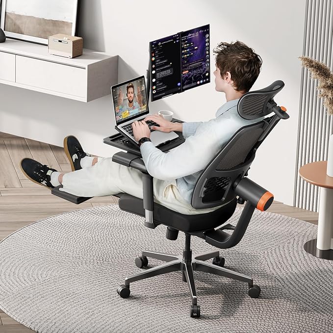 Newtral Ergonomic Office Chair - Home Office Desk Chair with Adaptive Lumbar Support, with Footrest, 4D Armrest, Adjustable Seat Depth & Height