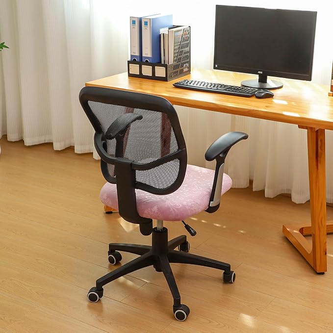 FORCHEER Office Chair Seat Cover Pink Stretch Velvet Deak Chair Seat Cushion Cover 20x20inch 1 Piece Washable