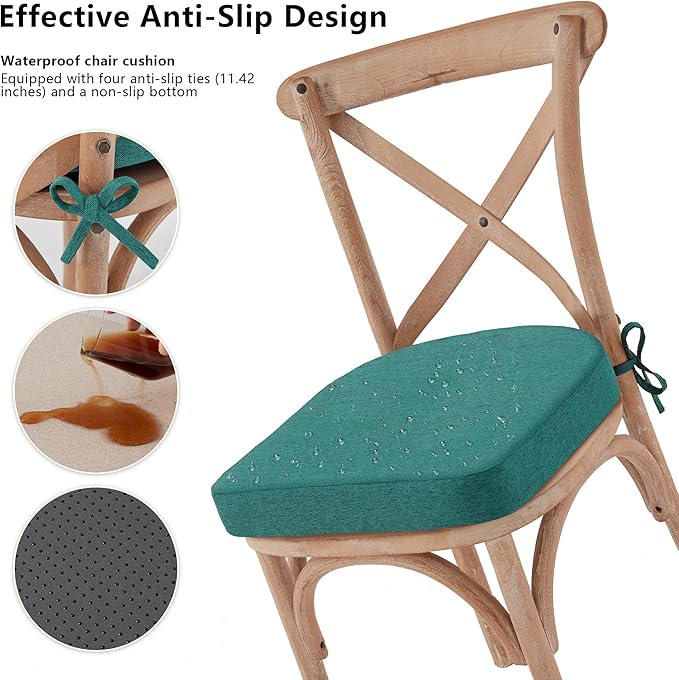 Nordjager Chair Pads for Dining Chairs, Chair Cushions 2 Piece, 17"x 16"x 2.5" Memory Foam Seat Cushions with Ties and Removable Cover