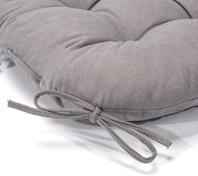 Chair Cushion, Chair Cushions for Dining Chairs, Chair Pads and Mat with Ties for Indoor Kitchen Seat and Desk (Light Grey, 6 Count - 17 x 16 in)
