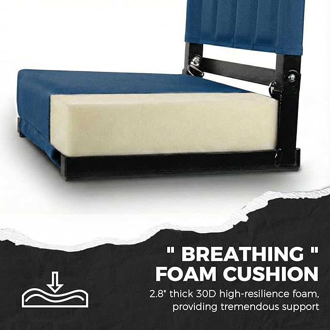 SPORT BEATS Stadium Seats with Back Support Bleacher Chairs with Back and Cushion Thick Padded Bleacher Seats Includes Shoulder Strap