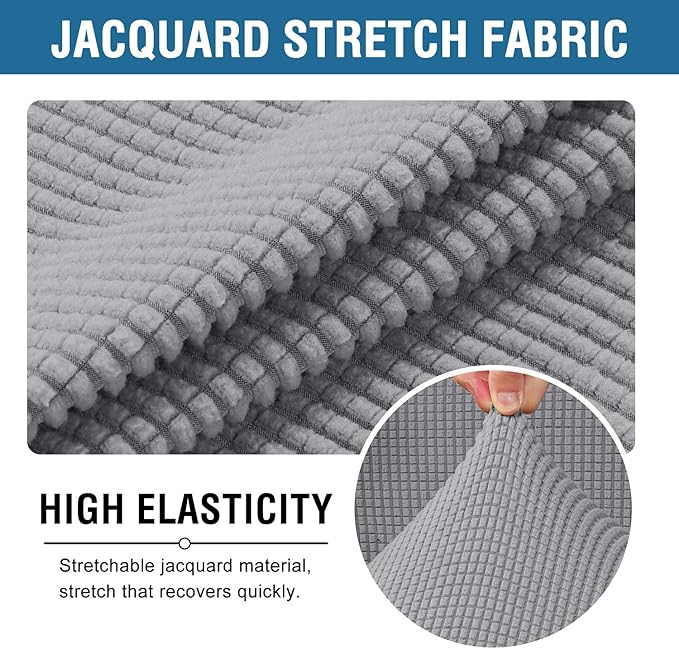 H.VERSAILTEX Stretch Office Chair Covers Jacquard Computer Desk Gaming Chair Covers Mid - High Back Universal Executive Boss Chairs Slipcovers Seat Cover Non Slip Thick Jacquard, Dove- Large