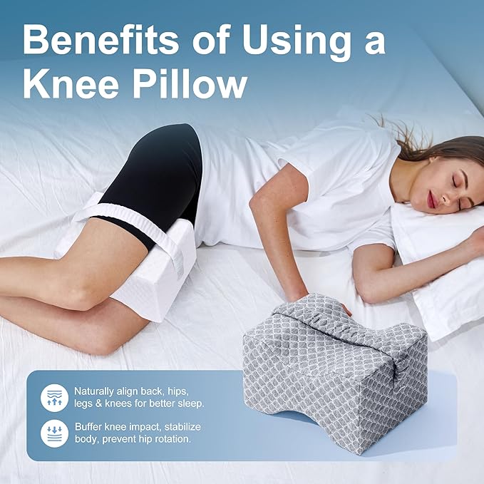 UJPFEO Knee Pillow for Side Sleepers, Leg Pillow for Sciatica, Back, HIPS, Knees, Joints Pain Relief,Pillows for Between Legs While Sleeping Spine Alignment Support & Relieves Pressure