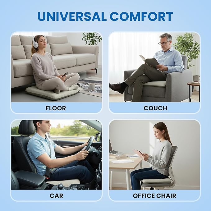 Ganondorf Extra Large Recliner Seat Cushion for Elderly Tufted Furry Booster Foam Cushion, Pressure Relief for Long Sitting Orthopedic Chair Cushion for Recliners Office Chairs, White