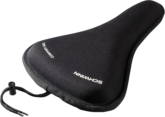Schwinn Sport Gel Bike Seat Cover, Saddle Cover for Extra Comfort, Soft, Weather-Resistant Gel, Skirt and Drawstring Attaches Quickly to Most Standard Size Adult Bike Seats