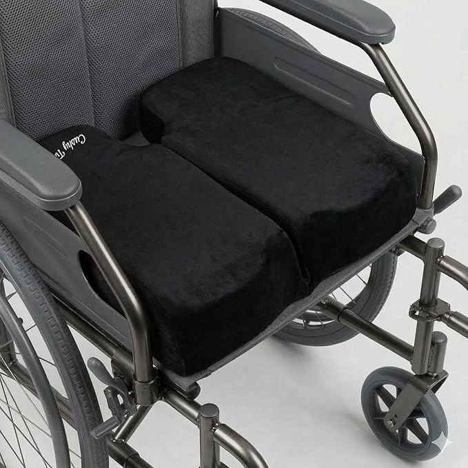 Cushy Tushy Premium Foldable Wheelchair Cushion - for Relief of Lower Back, Sciatic, Butt and Tailbone Pain - for Home & Office Use, Perfect for Travel or Driving - Black Coccyx Seat Cushion