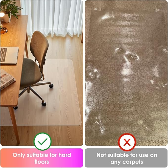 Azadx Office Chair Mat for Hardwood Floor 36 X 48, Plastic Mat for Office Chair Easy Glide on Hard Floors, Clear Computer Chair Mat Office Floor Mat Protector for Wood Floors