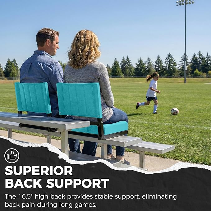 SPORT BEATS Stadium Seats with Back Support Bleacher Chairs with Back and Cushion Thick Padded Bleacher Seats Includes Shoulder Strap