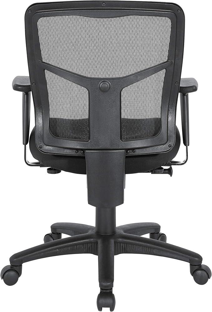Office Star ProGrid Breathable Mesh Back Manager's Office Chair with Built-in Lumbar Support and Height Adjustable Padded Arms, Coal FreeFlex Fabric