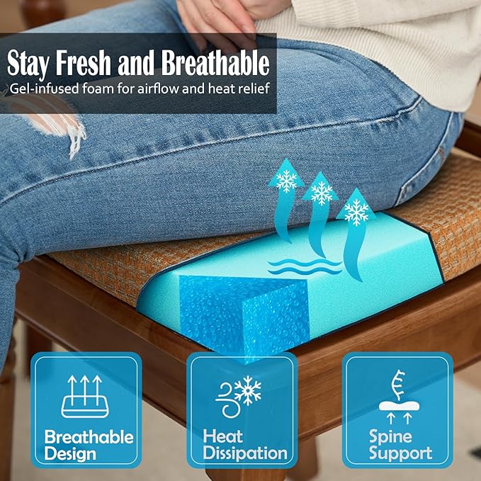 2'' Thick High-Density Foam Indoor Chair Cushions | Dining Chair Pads with Ties, Removable Washable Cover, Kitchen Chair Cushions 17"x16", Orange Plaid 6 Pack