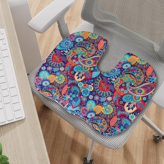 Pressure Relief Cushion, Memory Foam Seat Cushion for Tailbone Pain Relief Coccyx Cushion for Sciatica Pain Ergonomic Seat Cushion for Office Desk Chair, Flower6