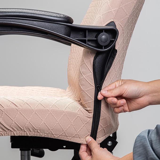 Melaluxe Office Chair Cover with Armrest Covers， Universal Stretch Desk Chair Cover, Computer Chair Slipcovers (Size: L)