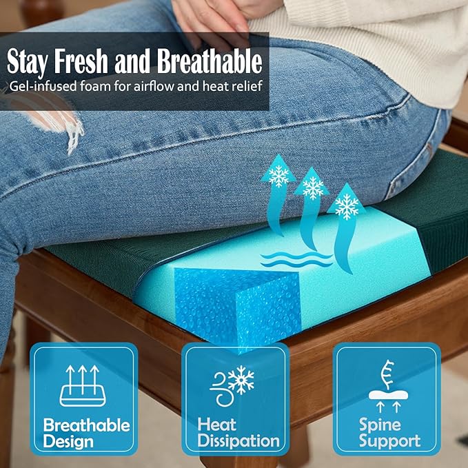 2'' Thick High-Density Foam Indoor Chair Cushions | Dining Chair Pads with Ties, Removable Washable Cover, Kitchen Chair Cushions 17"x16",Hunter Green 6 Pack