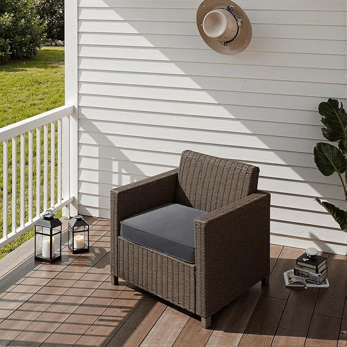 PatioGlow Outdoor Chair Cushions 17 x 16 x 2 Inch, Waterproof & Fade Resistant Patio Seat Cushion for Furniture with Handle and Ties, Thick Seating Pads for Outside Sofa Couch Set of 2, Grey
