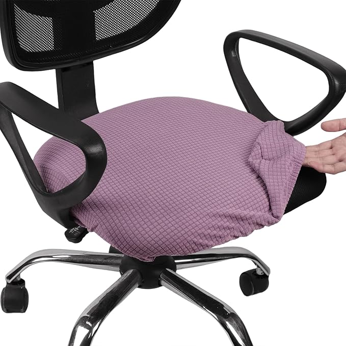 Melaluxe Stretch Jacquard Office Chair Cover, Removable Washable Desk Chair Cover Rotating Chair Seat Slipcover, Purple