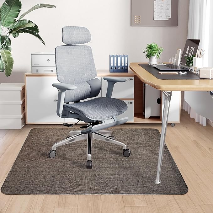 Sycoodeal Office Chair Mat for Hardwood & Tile Floor,Computer Gaming Chair Mat for Rolling Chairs Non-Curve, Anti-Slip, Heavy Duty Floor Protector for Home Office,Dark Coffee (40" x 48")