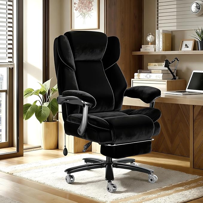 WAILOR 600lbs Big and Tall Office Chair for Heavy People,Heavy Duty Comfy Executive Office Desk Chair with Adjustable Lumbar Support,High Back Reclining Fabric Computer Chair