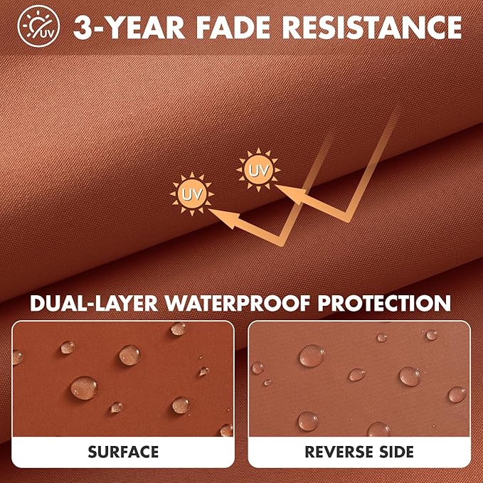 MIULEE Rust 19 x 19 x 3 Outdoor Chair Cushions Waterproof Patio Chair Cushions with Adjustable Straps Set of 2 for Patio Furniture 3-Year Color Fastness Garden Sofa Couch