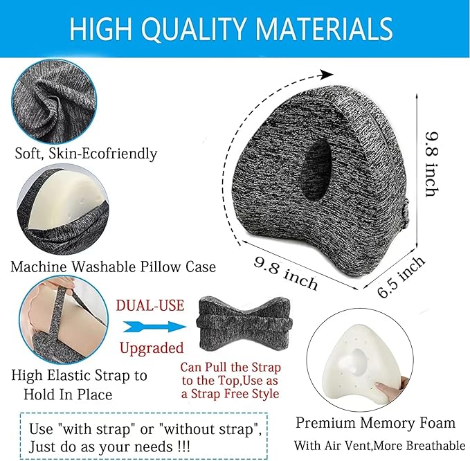Vertdens Leg Pillow, Knee Pillow for Side Sleepers, Leg Pillows for Sleeping, Knee Cushion for Sleeping,Suitable for Relieving Leg, Back, Knee Pain